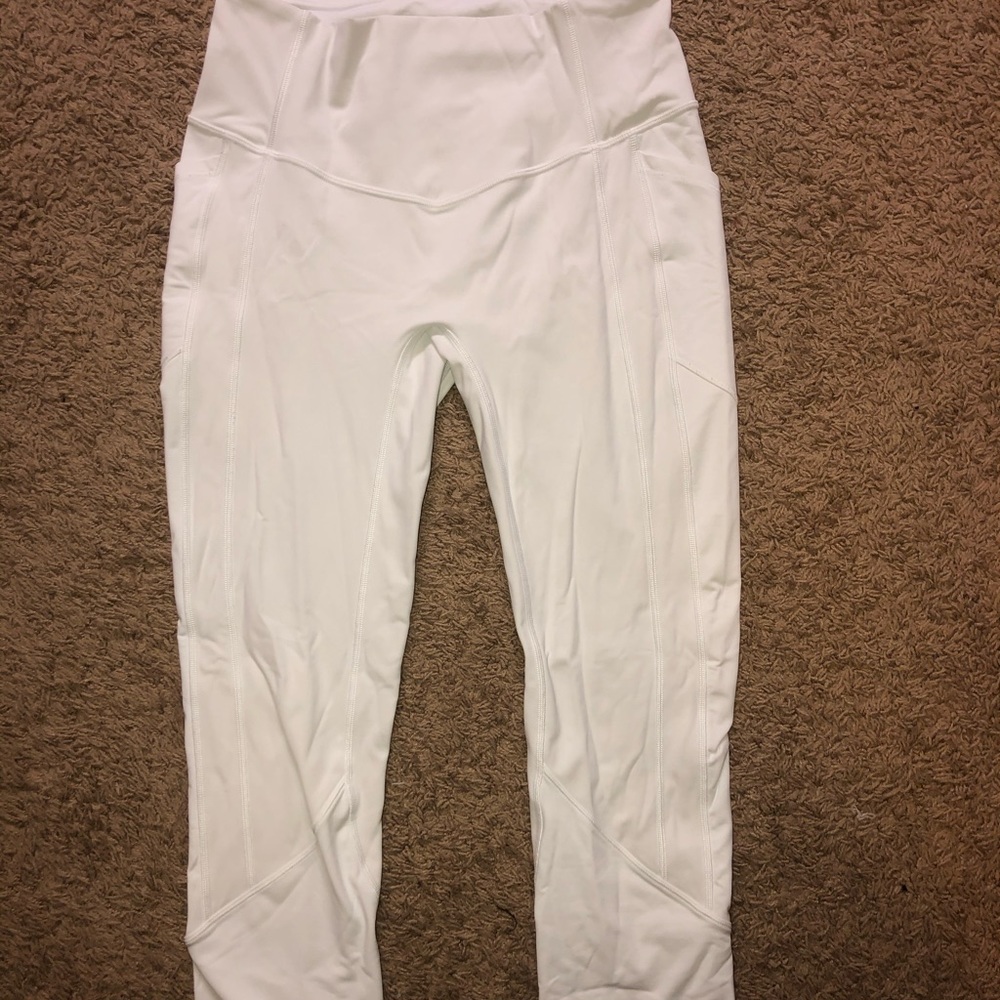 LuluLemon white cropped athletic leggings
